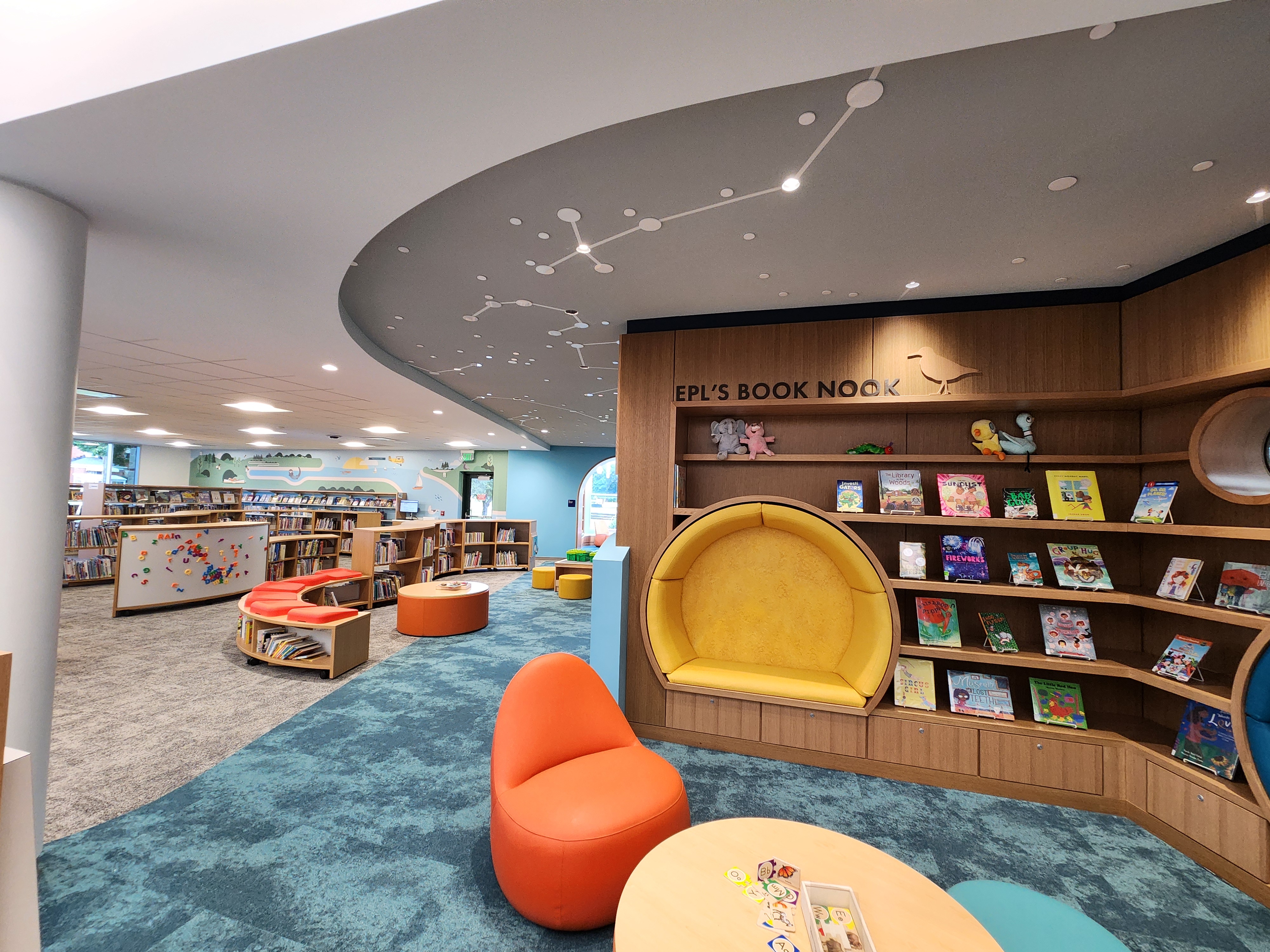 The Youth Services area and book nook.
