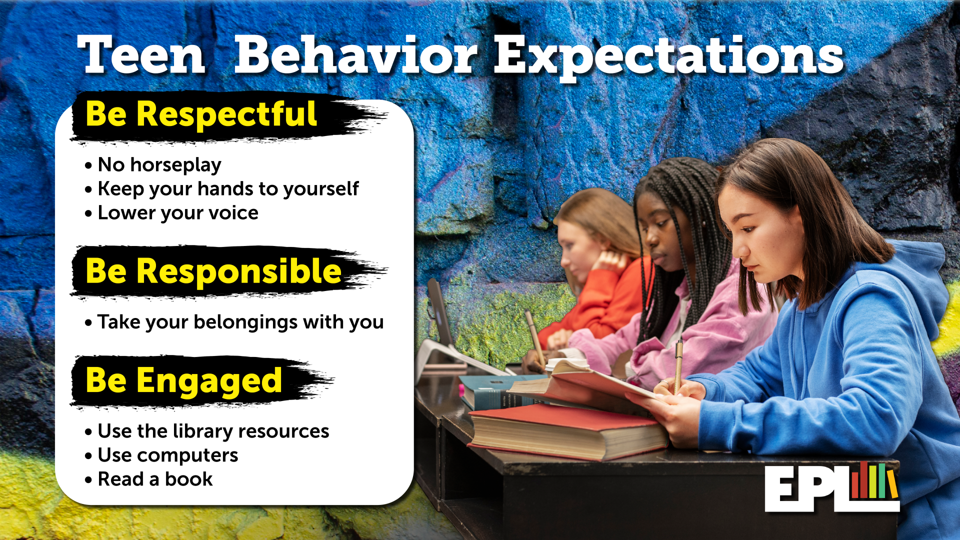 Teen Behavior Expectations for Euclid Public Library