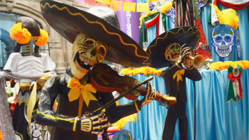 Day of the dead celebration picture of crafted skeletons