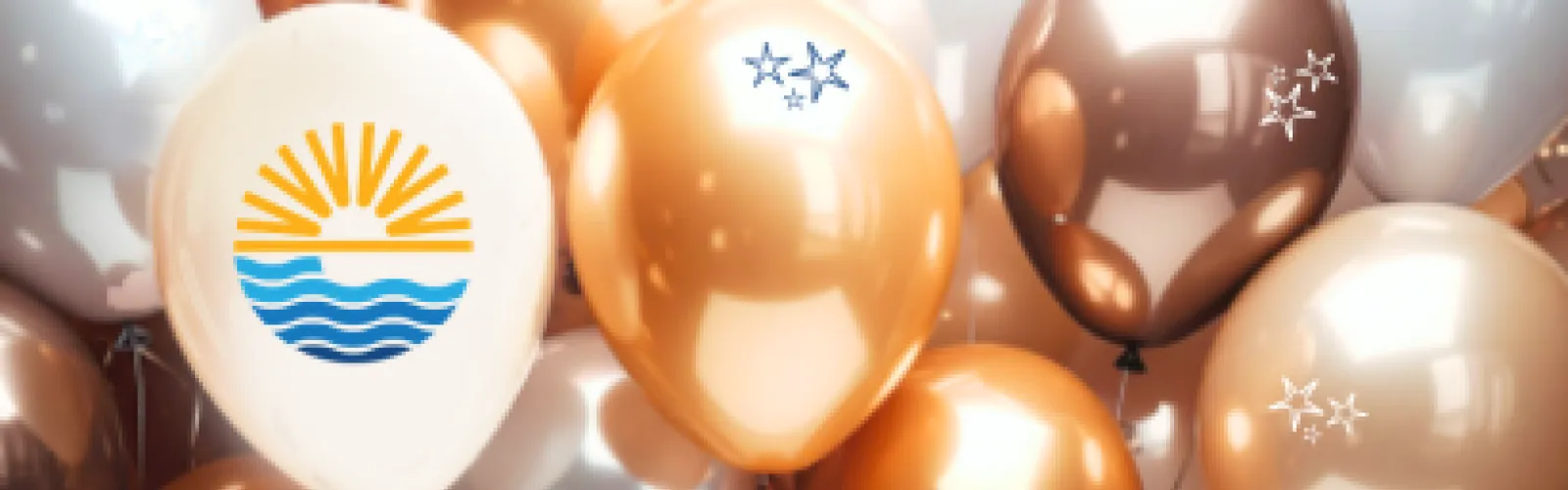 Balloons with library logo
