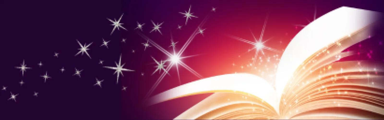 An open book with stars.