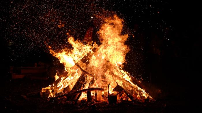 Photo of a bonfire at night