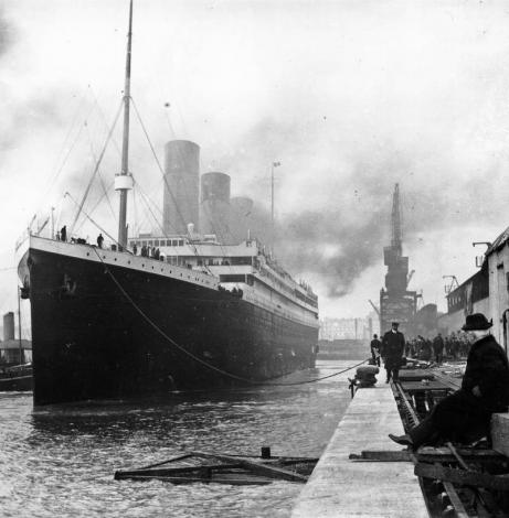 The Titanic sits at the dock in Southampton, England soon before setting off. April 10, 1912.